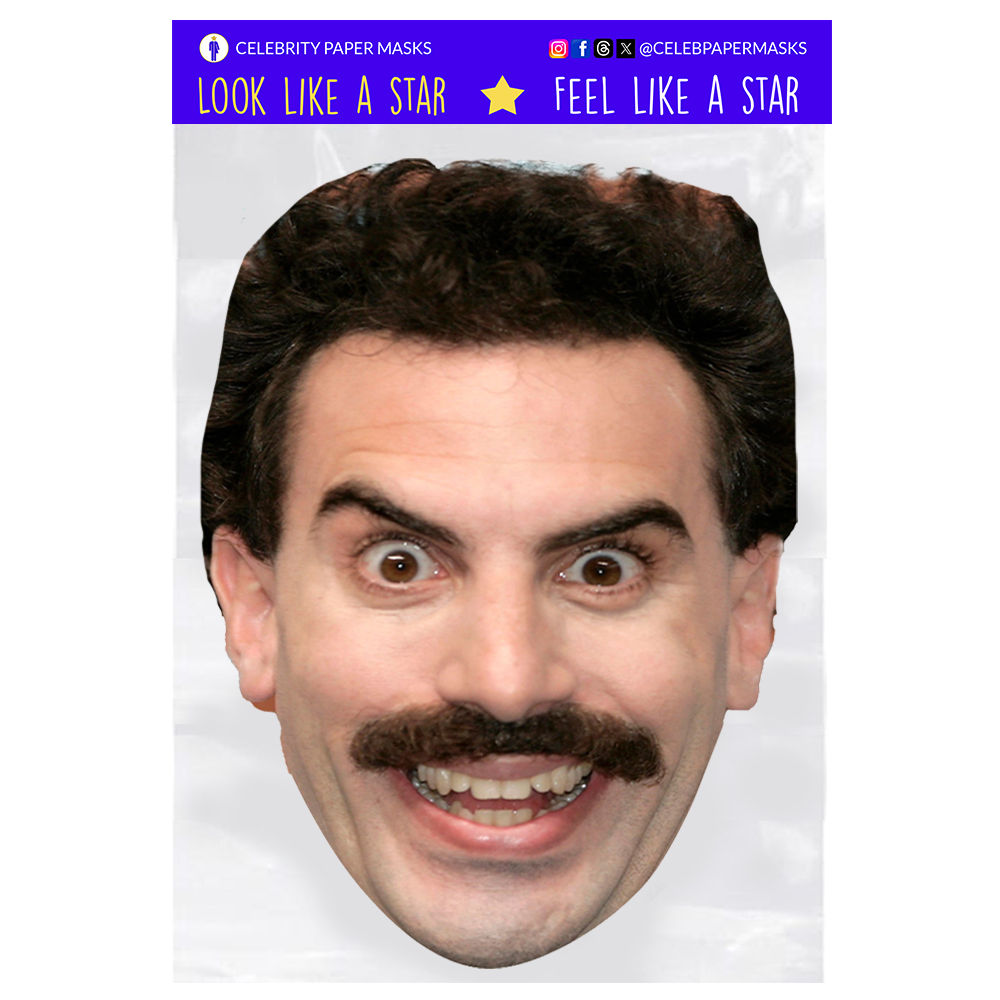 Borat Mask Sacha Baron Cohen Comedian Celebrity Masks – Celebrity Paper ...